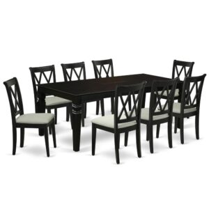 Spice up your dining area with this LGCL9-BLK-C grand dining set includes a timeless missionary design large dinette table and eight dining chairs. A contemporary twist on a classic design