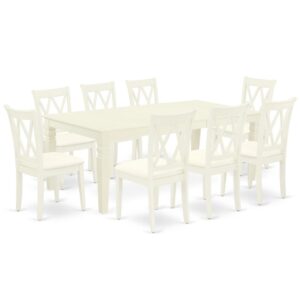 Spice up your dining area with this LGCL9-LWH-C grand dining set includes a timeless missionary design large dinette table and eight dining chairs. A contemporary twist on a classic design