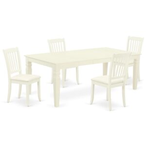 Spice up your dining area with this LGDA5-LWH-C grand dinette set includes a timeless missionary design large dinette table and four kitchen chairs. A contemporary twist on a classic design