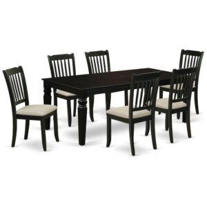 Spice up your dining area with this LGDA7-BLK-C grand dinette set includes a timeless missionary design large dinette table and six kitchen chairs. A contemporary twist on a classic design