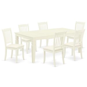 Spice up your dining area with this LGDA7-LWH-C grand dinette set includes a timeless missionary design large dinette table and six kitchen chairs. A contemporary twist on a classic design