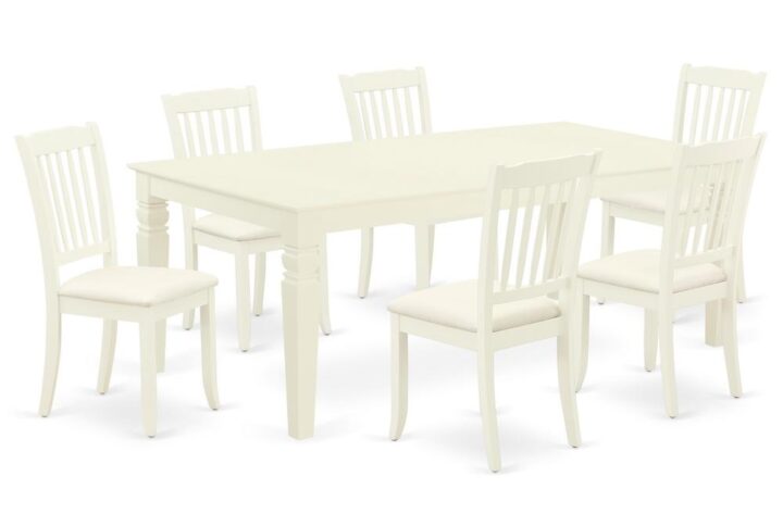 Spice up your dining area with this LGDA7-LWH-C grand dinette set includes a timeless missionary design large dinette table and six kitchen chairs. A contemporary twist on a classic design