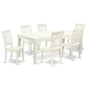 This stunning LGDA7-LWH-W dining room set is similar to a classic missionary design and adds a sophisticated