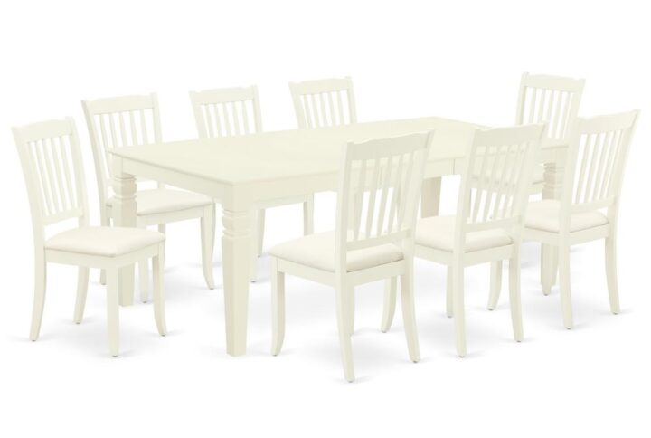 Spice up your dining area with this LGDA9-LWH-C grand dining set includes a timeless missionary design large dinette table and eight dining chairs. A contemporary twist on a classic design