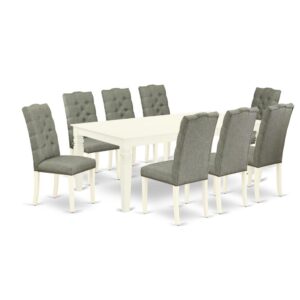 EAST WEST FURNITURE 9-PIECE DINING SET 8 BEAUTIFUL PARSON CHAIRS AND RECTANGULAR DINING TABLE
