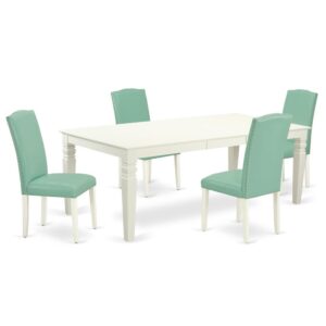 Treat your room's decor with a new and polished look with this modern LGEN5-LWH-57 dining set. A comfortable and luxurious Linen White color offers any dining area a relaxing and friendly feel with this dining table. With a soft rounded bevel at the edge of the table top
