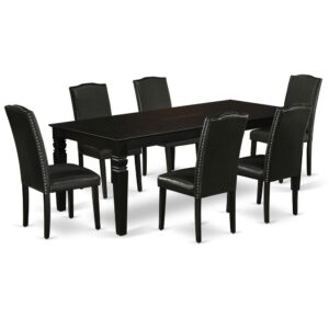 Treat your room's decor with a new and polished look with this modern LGEN7-BLK-69 dining set. This type of rectangular kitchen table facilitates an affectionate family feeling. A comfortable and elegant Black color offers any dining area a relaxing and friendly feel with the kitchen table. This well-designed and comfortable kitchen table may be used for hours at a time. This rectangular table is best for 4-8 people to sit and enjoy their meal. This wonderful dinette table makes a really good addition for all kitchen space and corresponds all sorts of dining-room concepts. This simple but charming Parson chair will add ambiance and style to your dining-room. Give your home a pop of chic style with this must-have Parson chair. A contemporary twist on a classic design