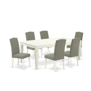 Treat your room's decor with a new and polished look with this modern LGEN7-LWH-06 dining set. This type of rectangular kitchen table facilitates an affectionate family feeling. A comfortable and luxurious Linen White color offers any dining area a relaxing and friendly feel with this dining table. With a soft rounded bevel at the edge of the table top