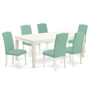 Treat your room's decor with a new and polished look with this modern LGEN7-LWH-57 dining set. A comfortable and luxurious Linen White color offers any dining area a relaxing and friendly feel with this dining table. With a soft rounded bevel at the edge of the table top
