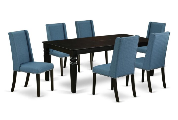 EAST WEST FURNITURE 7-PC SMALL DINING TABLE SET 6 AMAZING PARSON CHAIR AND RECTANGULAR DINNER TABLE