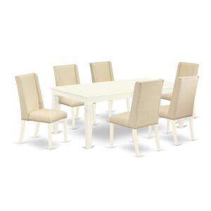 EAST WEST FURNITURE 7-PC KITCHEN DINING TABLE SET 6 GORGEOUS PARSONS DINING CHAIRS AND RECTANGULAR TABLE