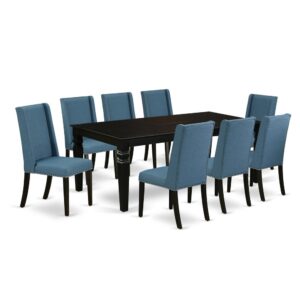 EAST WEST FURNITURE 9-PC DINING ROOM SET 8 ATTRACTIVE DINING CHAIRS AND RACTANGULAR DINING TABLE