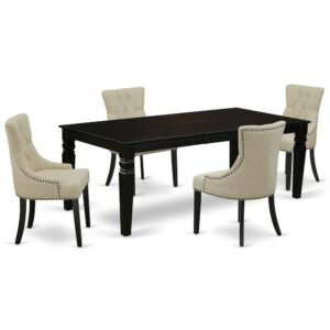 Spice up your dining area with this LGFR5-BLK-02 grand dinette set includes a timeless missionary design large dinette table and four parson chairs. A contemporary twist on a classic design