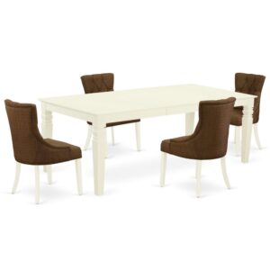 Spice up your dining area with this LGFR5-LWH-18 grand dinette set includes a timeless missionary design large dinette table and four parson chairs. A contemporary twist on a classic design