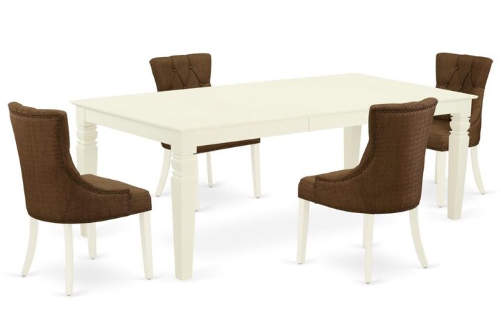 Spice up your dining area with this LGFR5-LWH-18 grand dinette set includes a timeless missionary design large dinette table and four parson chairs. A contemporary twist on a classic design