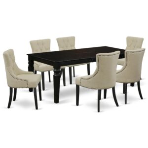 Spice up your dining area with this LGFR7-BLK-02 grand dinette set includes a timeless missionary design large dinette table and six parson chairs. A contemporary twist on a classic design