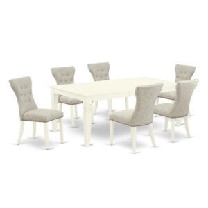 EAST WEST FURNITURE 7-PIECE DINING SET 6 PARSON CHAIRS AND RECTANGULAR DINING TABLE