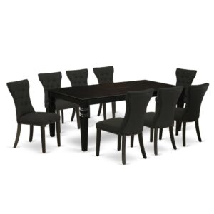 EAST WEST FURNITURE 9-PC MODERN DINING TABLE SET 8 ATTRACTIVE UPHOLSTERED DINING CHAIRS AND RECTANGULAR DINING TABLE