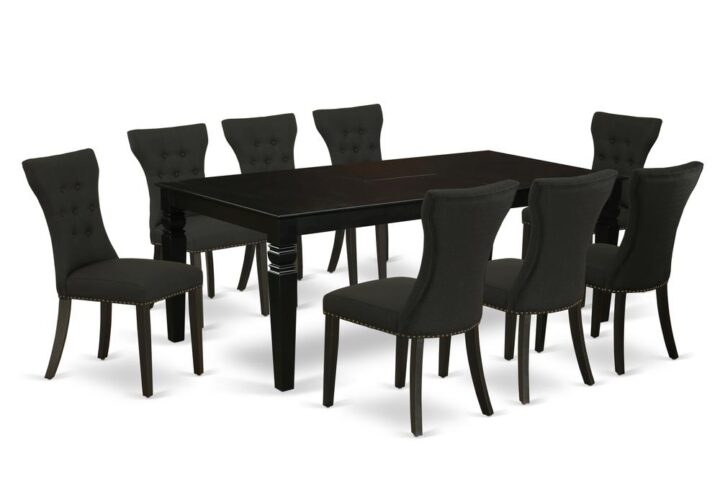 EAST WEST FURNITURE 9-PC MODERN DINING TABLE SET 8 ATTRACTIVE UPHOLSTERED DINING CHAIRS AND RECTANGULAR DINING TABLE
