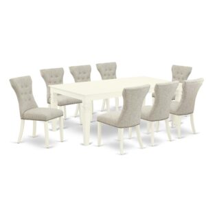 EAST WEST FURNITURE 9-PIECE KITCHEN TABLE SET 8 AMAZING DINING ROOM CHAIRS AND RECTANGULAR DINING TABLE