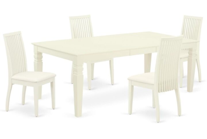 Spice up your dining area with this LGIP5-LWH-C grand dinette set includes a timeless missionary design large dinette table and four kitchen chairs. A contemporary twist on a classic design