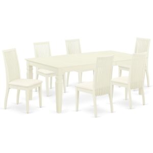 Spice up your dining area with this LGIP7-LWH-C grand dinette set includes a timeless missionary design large dinette table and six kitchen chairs. A contemporary twist on a classic design