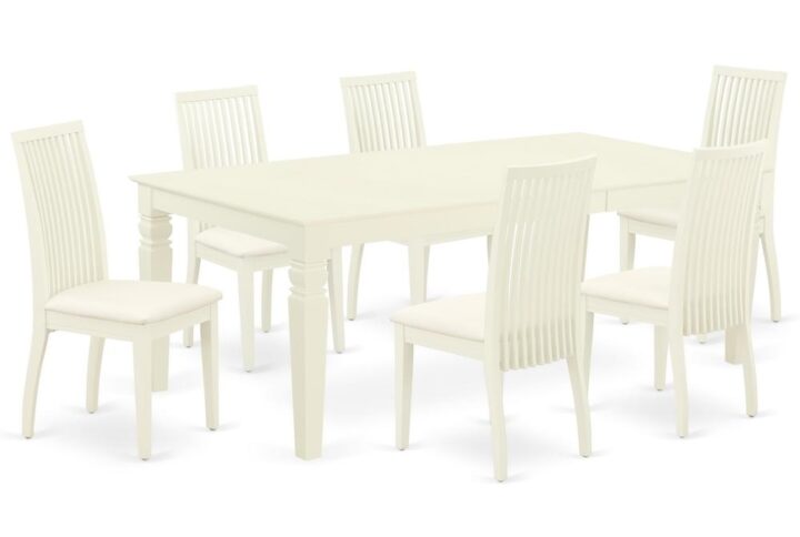 Spice up your dining area with this LGIP7-LWH-C grand dinette set includes a timeless missionary design large dinette table and six kitchen chairs. A contemporary twist on a classic design