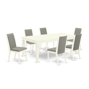 EAST WEST FURNITURE 7-PC MODERN DINING TABLE SET 6 GORGEOUS PARSON CHAIRS AND RECTANGULAR DINING TABLE