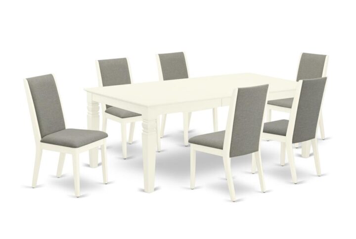 EAST WEST FURNITURE 7-PC MODERN DINING TABLE SET 6 GORGEOUS PARSON CHAIRS AND RECTANGULAR DINING TABLE