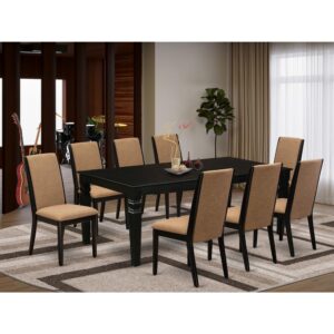 EAST WEST FURNITURE 9-PC DINING ROOM TABLE SET 8 AMAZING UPHOLSTERED DINING CHAIRS AND RECTANGLE TABLE