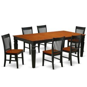 Treat your room's decor with a new and polished look with this modern LGNO7-BCH-W dining set. A comfortable and gorgeous Black and cherry color offers any dining area a relaxing and friendly feel with this dining table. With a soft rounded bevel at the edge of the table top