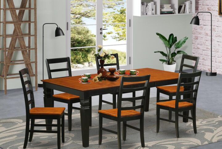 This gorgeous dining room set is reminiscent of a timeless Missionary style and adds an classy