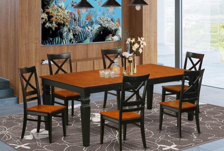 This gorgeous dining room set is reminiscent of a timeless Missionary style and adds a stylish