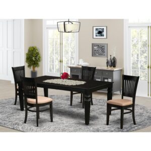 EAST WEST FURNITURE 5-PC SMALL DINETTE SET WITH 4 AMAZING WOODEN DINING CHAIRS AND RECTANGULAR DINING ROOM TABLE WITH BUTTERFLY LEAF
