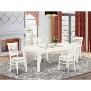 EAST WEST FURNITURE 5-PC MODERN DINETTE SET WITH 4 AMAZING MODERN DINING CHAIRS AND RECTANGULAR DINING TABLE WITH BUTTERFLY LEAF