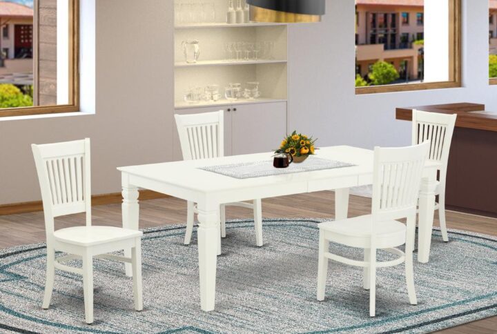 EAST WEST FURNITURE 5-PIECE KITCHEN DINING TABLE SET WITH 4 AMAZING DINING CHAIR AND RECTANGULAR SMALL TABLE