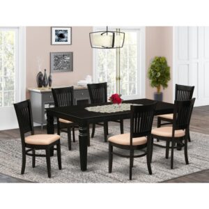 EAST WEST FURNITURE 7-PC RECTANGULAR DINING TABLE SET WITH 6 AMAZING MODERN DINING CHAIRS AND RECTANGULAR WOOD TABLE