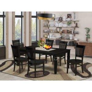 EAST WEST FURNITURE 7-PIECE KITCHEN DINETTE SET WITH 6 AMAZING KITCHEN DINING CHAIRS AND RECTANGULAR DINING TABLE WITH BUTTERFLY LEAF