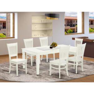 EAST WEST FURNITURE 7-PIECE MODERN DINETTE SET WITH 6 AMAZING DINING ROOM CHAIR AND RECTANGULAR SMALL TABLE WITH BUTTERFLY LEAF
