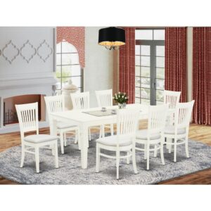 EAST WEST FURNITURE 9-PC DINING ROOM TABLE SET WITH 8 AMAZING WOODEN DINING CHAIRS AND RECTANGULAR WOOD TABLE WITH BUTTERFLY LEAF