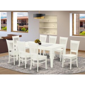 EAST WEST FURNITURE 9-PIECE SMALL DINETTE SET WITH 8 AMAZING MID CENTURY DINING CHAIR AND RECTANGULAR TABLE WITH BUTTERFLY LEAF
