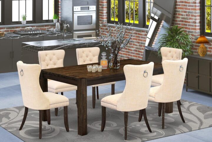 EAST WEST FURNITURE - LMDA7-07-T32 - 7-PIECE DINING ROOM TABLE SET