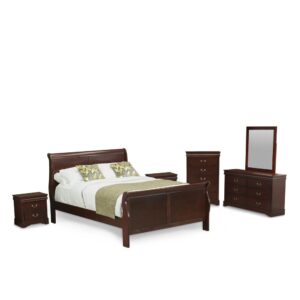 East-West Furniture wooden bedroom set is a great investment that will increase the value of your home and give beauty for a lifetime. This amazing bedroom set is built of top quality Pinewood. You can boost the elegance of your bedroom by using our wooden set and it will always give a fresh look to your bedroom. Our gorgeous queen bed's slat bases allow the air to cross freely beneath your bed mattress that's a reason why your bed mattress is always fresh. You can save your important things thanks to our gorgeous chest. Our lovely mid-century bedroom dresser provides plenty of space