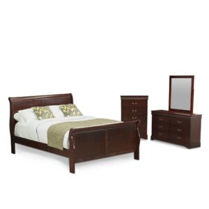 East-West Furniture solid wood bedroom set is a good investment that will enhance the value of your home and offer magnificence for a lifetime. This beautiful wooden bedroom set is created from premium quality Pinewood. You can boost the elegance of your bedroom by using our queen bedroom set and it will always offer a fresh glance to your bedroom. Our wonderful queen bed's slat bases allow the air to cross freely beneath your bed mattress that's a reason why your bed mattress is always fresh. You can save your important things thanks to our beautiful drawer chest. Our attractive bedroom dresser delivers plenty of space