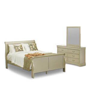 East-West Furniture wooden bedroom set is a great investment that will boost the value of your home and deliver charm for a lifetime. This beautiful bedroom set is built of premium quality Pinewood. You can boost the elegance of your bedroom by using our mid-century bedroom set and it will always give a fresh glance to your bedroom. Our amazing queen bed's slat bases allow the air to cross freely beneath your bed mattress that's a reason why your bed mattress is always fresh. Our gorgeous mid-century dresser delivers plenty of space