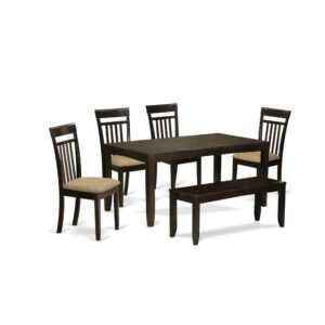Hardwood table set features sleek