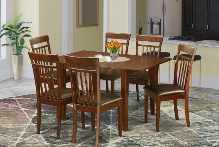 Rectangle-shaped small dining table is intended in a trendy beauty together with nice and clean facets and additionally modern contours. Small table and kitchen dining chairs have been built of fine Asian solid wood for excellent quality combined with longevity. Dining room chairs are presented with either real wood