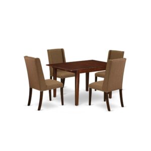 EAST WEST FURNITURE 5-PIECE KITCHEN DINING TABLE SET 4 ATTRACTIVE PADDED PARSON CHAIR AND RECTANGULAR KITCHEN DINING TABLE