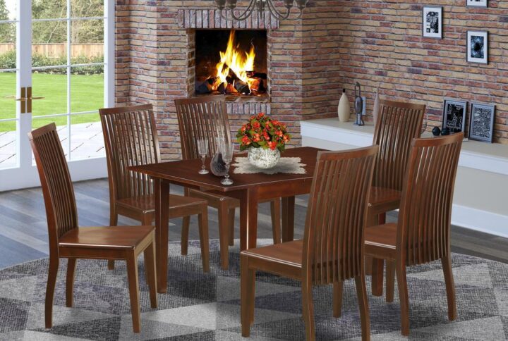 A set like this is truly unique. Featuring 1 slim table and 6 sturdy wood seat chairs