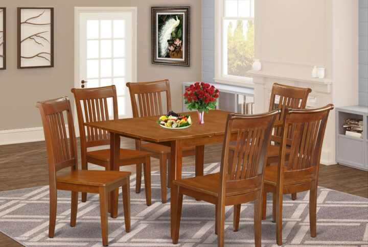Rectangular dinette table is created in a modern design with clear aspects and sleek lines that will direct and guide the space it occupies. table and chairs set are made of high-quality Asian solid wood Solid wood for top quality and sustainability. The dinette chair have corresponding style which will enhances the dining table's style and design and beauty. The small dining table includes a regular extension leaf for convenient extension for the welcomed family and friends and collapses to help save that more space easily when not in use. This dinette table set is available in either rich Saddle Brown or beautiful Saddle Brown finish to match your dining-room.